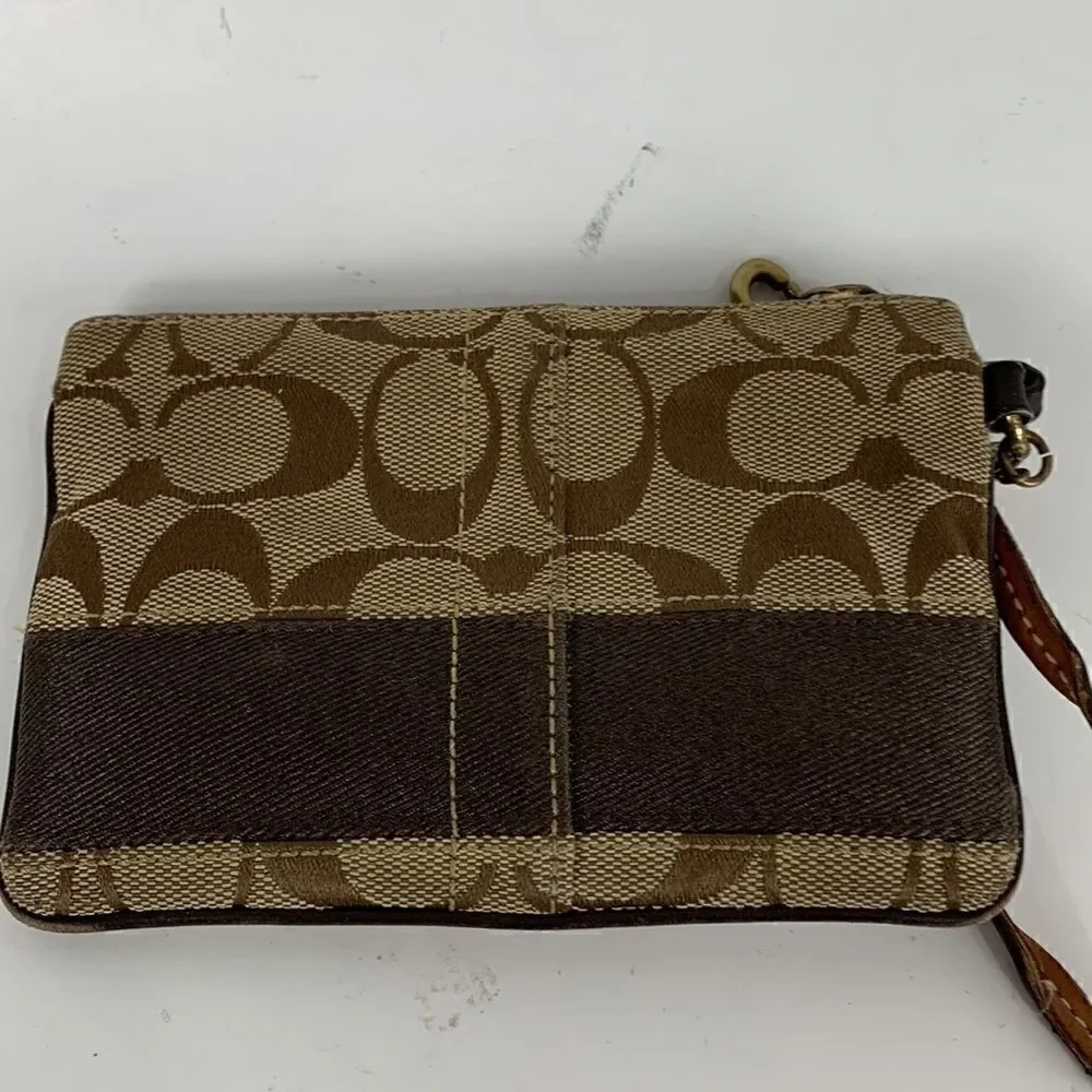 Coach Brown monogram wristlet